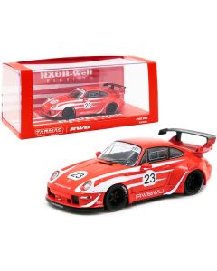 Tarmac Works Porsche RWB 993 #23 "RWBWU" - Red & White 1/43 Diecast Model Car