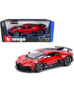 Bburago Bugatti Divo - Red Metallic with Carbon Accents - 1/18 Scale Diecast Model