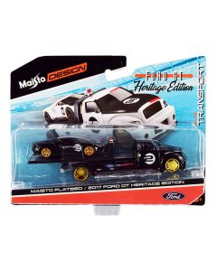 Maisto Elite Transport: 2017 Ford GT Heritage Edition #2 with Flatbed Truck - 1/64 Scale Diecast