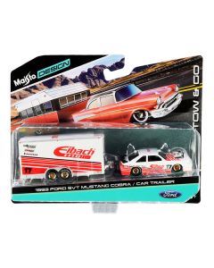Maisto 1993 Ford SVT Mustang Cobra #17 & Enclosed Car Trailer - Eibach Livery, 1/64 Scale Diecast