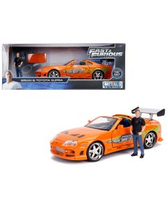 Jada Toys Fast & Furious Toyota Supra Orange Metallic 1/24 Scale Diecast Model Car with Brian Figurine