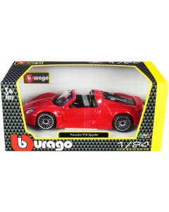 Bburago Porsche 918 Spyder Convertible 1/24 Diecast Model Car - Red