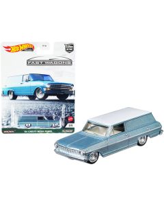 Hot Wheels 1964 Chevrolet Nova Panel - Light Blue Metallic/White Top - 'Fast Wagons' Series Diecast