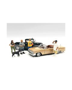American Diorama Lowriderz & Dog Figurine Set - 1/18 Scale - 5 Piece (Figures Only)