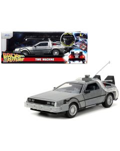 Jada DeLorean Time Machine Brushed Metal with Lights "Back to the Future" 1/24 Scale Diecast Model Car