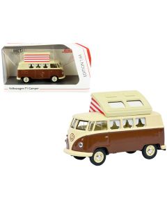 Schuco Volkswagen T1 Camper Bus (Brown/Cream) - 1/64 Diecast Model with Pop-Top