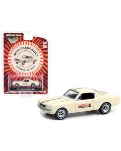 Greenlight 1965 Ford Mustang Fastback #56 Cream - Auto Daredevils Tournament of Thrills Hobby Exclusive - 1/64 Scale Diecast Model Car