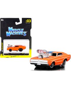 Muscle Machines 1966 Dodge Charger 426 C.I. Orange with Blue Stripe 1/64 Scale Diecast Model Car (MPN: 15542or)