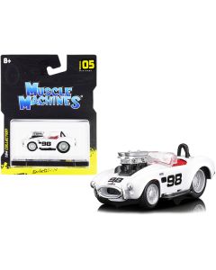 Muscle Machines 1964 Shelby Cobra #98 - White with Red Interior - 1/64 Scale Diecast Car