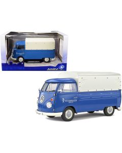 Solido Volkswagen T1 Pickup Truck - Blue "Volkswagen Service" Canopy - 1/18 Scale Diecast Model