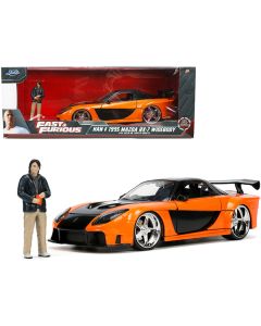 Jada 1995 Mazda RX-7 Widebody RHD Orange & Black with Han Figurine 1/24 Diecast