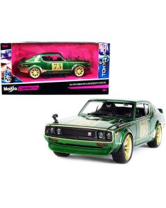 Maisto 1973 Nissan Skyline 2000GT-R (KPGC110) #73 Green Metallic & Gold "Tokyo Mod" Series 1/24 Diecast Model