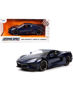 Jada Hyper-Spec 2020 Chevy Corvette Stingray C8 - 1/24 Scale Dark Blue Diecast Model Car