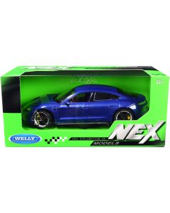 Welly Porsche Taycan Turbo S - 1/24 Diecast Model Car - Blue Metallic