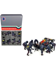 American Diorama F1 Pit Crew 7 Figurine Set, Team Blue Release II, 1/18 Scale - Model 76555
