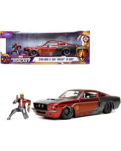 Jada 1967 Ford Mustang Shelby GT-500 - Red & Gray with Star-Lord Figurine - 1/24 Scale