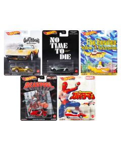 Hot Wheels Retro Entertainment 5-Car Set: Beatles, Deadpool, Corvette, Spider-Man & James Bond