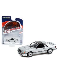 Greenlight Muscle 1982 Ford Mustang GT 5.0 - Silver Metallic with Black Stripes - 1/64 Scale Diecast Model
