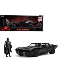 Jada Batmobile Matt Black with Lights & Batman Figurine - 1/18 Scale Diecast