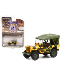 Greenlight 1943 Willys MB Jeep - Yellow & Black U.S. Army 'Battalion 64' (1/64 Scale)