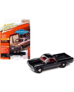 Johnny Lightning 1967 Chevy El Camino - Tuxedo Black, Red Interior - 1/64 Scale Diecast