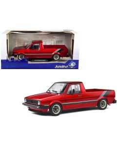 Solido 1982 Volkswagen MK1 Caddy Pickup Truck Custom Red Metallic 1/18 Diecast Model