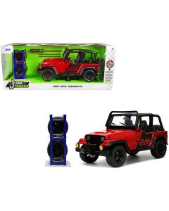 Jada 1992 Jeep Wrangler DV8 Off-Road, Red & Matte Black, 1/24 Diecast Model with Extra Wheels