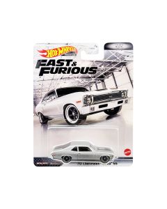 Hot Wheels 1970 Chevy Nova SS - Silver & Black - Fast & Furious Diecast - 3-Inch