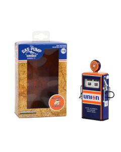 Greenlight 1954 Tokheim 350 Twin Gas Pump - Union 76 Minute Man Service - 1/18 Scale Diecast Model - Dark Blue & Orange