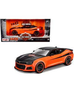 Maisto 1/24 Scale 2017 Chevrolet Camaro ZL1 - Harley Davidson Custom Orange & Black Diecast Model Car (7.25 Inches)