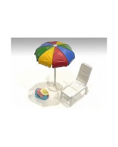 American Diorama 1/18 Scale "Beach Girls" Accessory Set: Chair, Umbrella & Duffle Bag
