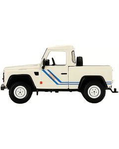 Mini GT Land Rover Defender 90 Pickup Truck - White w/ Blue Stripes - 1/64 Scale Diecast - Limited Edition