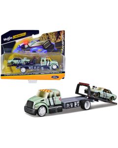 Maisto Elite Transport: International DuraStar Flatbed Truck & 1988 Ford Mustang LX - 1/64 Diecast Set
