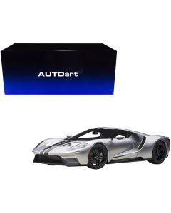 Autoart 2017 Ford GT - Ingot Silver Metallic with Black Stripes - 1/12 Scale Model Car (15-inch)