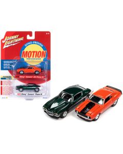 Johnny Lightning 1969 Chevy Camaro ZLX & 1973 Baldwin Motion Camaro Set - 1/64 Diecast