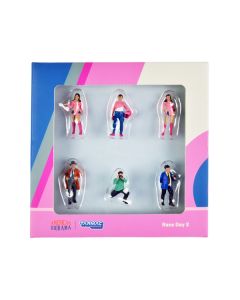 Tarmac Works Race Day 2 Diecast Figure Set - 6 Piece 1/64 Scale Diorama