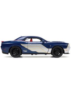 Jada 2015 Dodge Challenger SRT Hellcat Dark Blue with Graphics & Red Interior + Thor Figure 1/24 Diecast