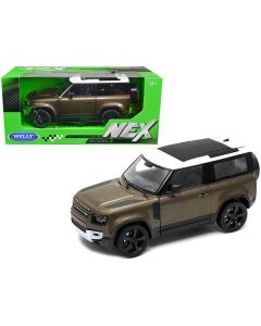 Welly NEX Models 2020 Land Rover Defender - 1/26 Scale Diecast - Brown Metallic/White Top