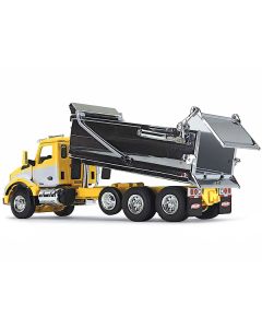 First Gear Kenworth T880 Day Cab Rogue Transfer Dump Truck - Yellow/White/Chrome - 1/64 Diecast