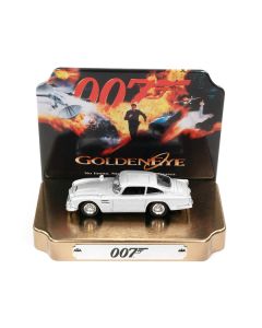 Johnny Lightning Aston Martin DB5 RHD Silver Metallic - 007 GoldenEye Movie Edition - 1/64 Diecast with Collectible Tin