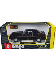 Bburago 1982 Ford Capri Black with Stripes 1/24 Scale Diecast Model Car (7-inch)