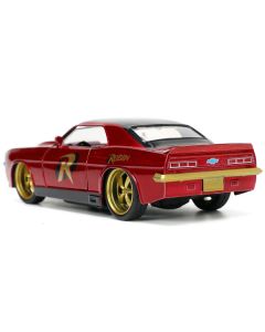 Jada 1969 Chevy Camaro - Dark Red Metallic, Black Top, Robin Figure - 1/32 Diecast