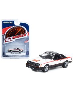 Greenlight Muscle 1981 Ford Mustang Cobra - Polar White/Black, Red Stripes - 1/64 Scale Diecast