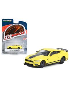 Greenlight Muscle 2021 Ford Mustang Mach 1 - Grabber Yellow, Black Stripes - 1/64 Scale Diecast Model
