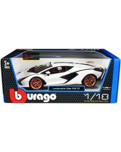 Lamborghini Sian FKP 37 1/18 Diecast Model Car - White with Copper Wheels by Bburago