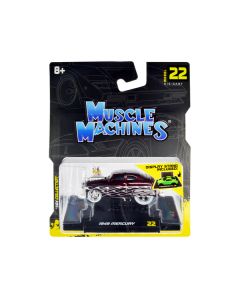 Muscle Machines 1949 Mercury Custom Coupe - Dark Red Metallic Flames - 1/64 Scale Diecast