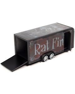 Auto World Rat Fink Dark Gray Enclosed Car Trailer - 1/64 Diecast Model