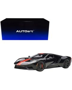 Autoart 2017 Ford GT (Shadow Black/Orange Stripes) 1:18 Composite Model Car - MPN 72945