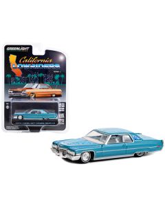Greenlight 1972 Cadillac Coupe DeVille - Light Blue Metallic Lowrider - 1/64 Scale Diecast
