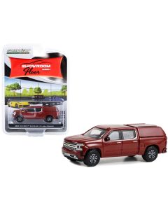 Greenlight 2022 Chevrolet Silverado LTD High Country Pickup Truck with Camper Shell - Cherry Red Metallic 1/64 Scale Diecast Model